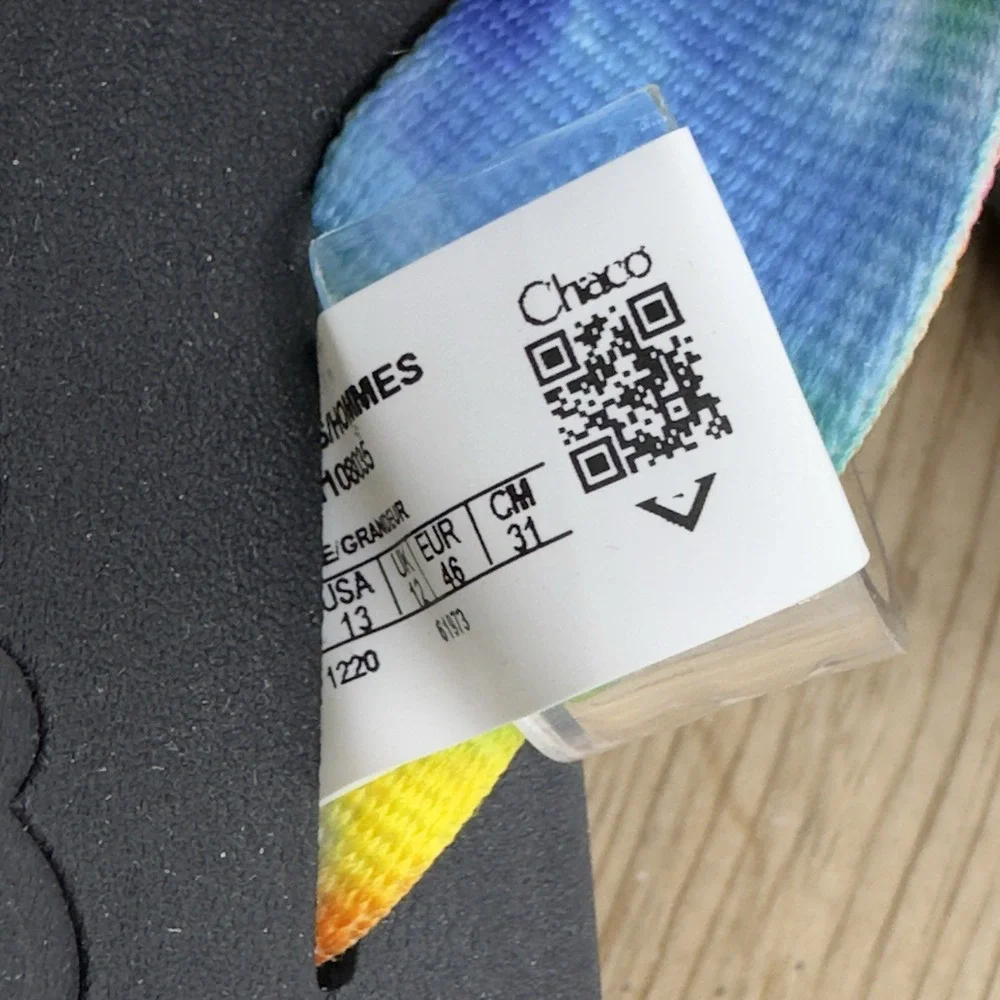 NEW Chaco Mens size 13 46 Sandals Rainbow Pride Flip Flops Chillos‎ LGBQT+ Tags